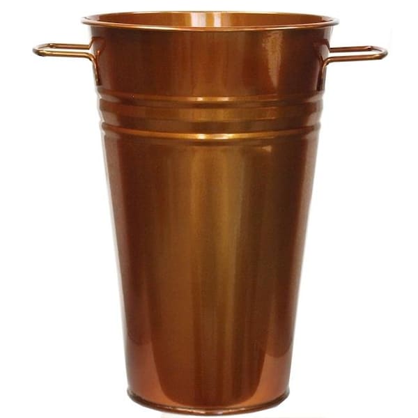Houston International Trading Houston International Trading 8295E GC 6.5 in. dia. x 9.5 in. Enameled Galvanized Vase; Glazed Caramel 8295E GC - main